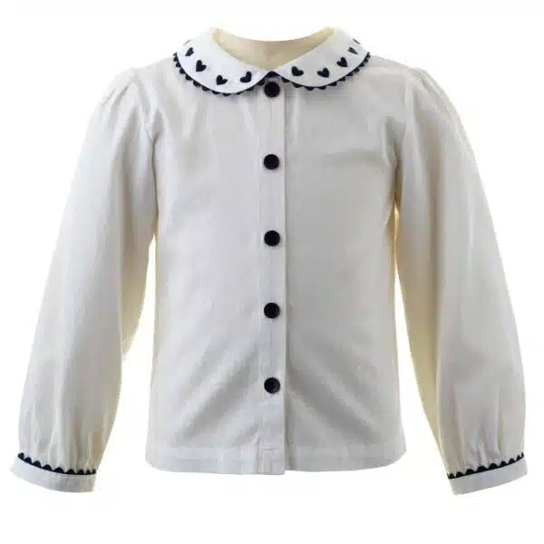 Rachel Riley Girls Heart Embroidered Blouse