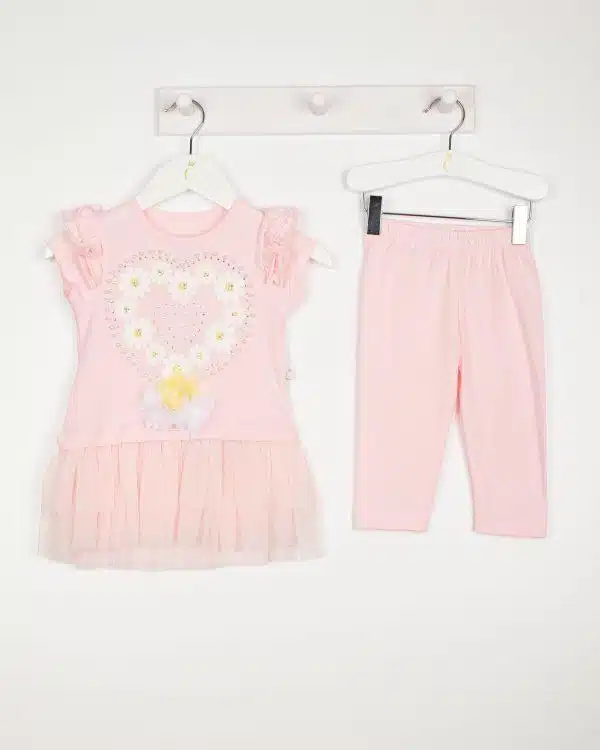 Girls pink t-shirt and leggings