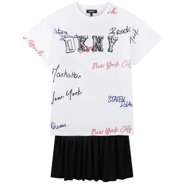 DKNY Girls 2 in 1 Script Layered Dress - Image 2