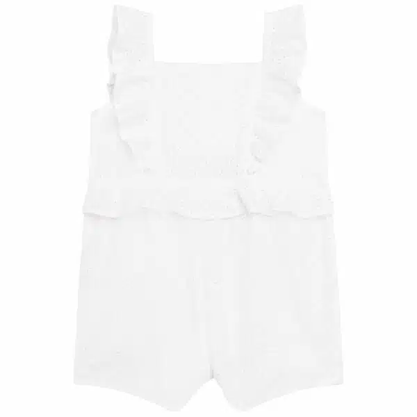 girls white sleeveless all in one