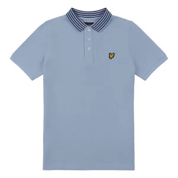 L&amp;S - Stripe collar polo - Blue