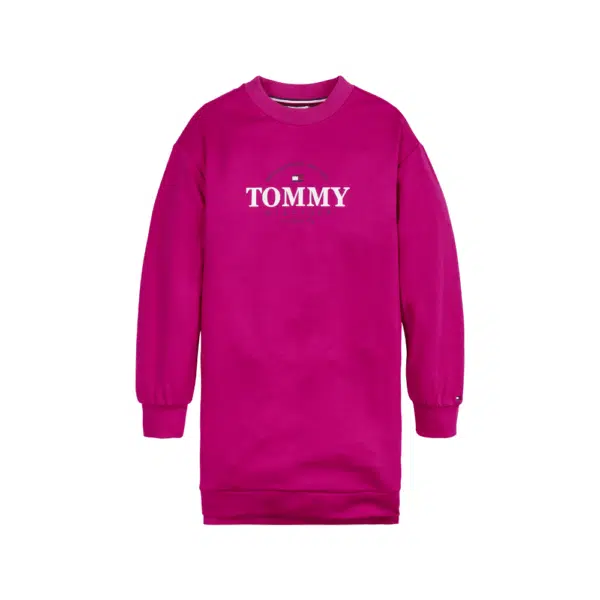 tommy hilfiger girls pink sweater dress with white logo