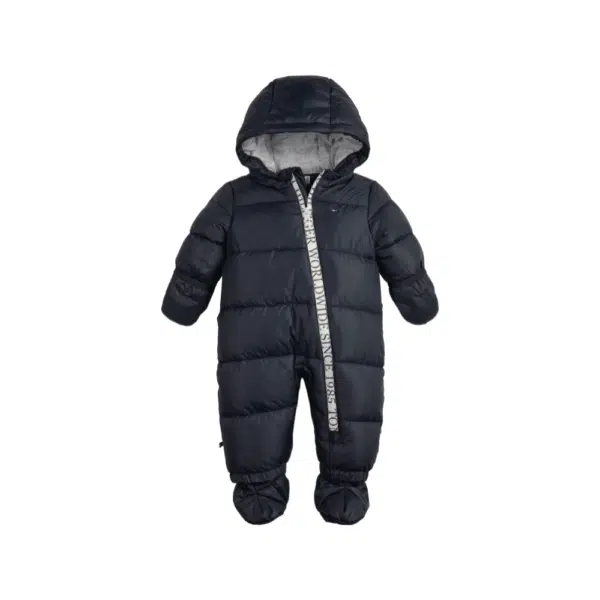 tommy hilfiger baby black all in one ski suit front view