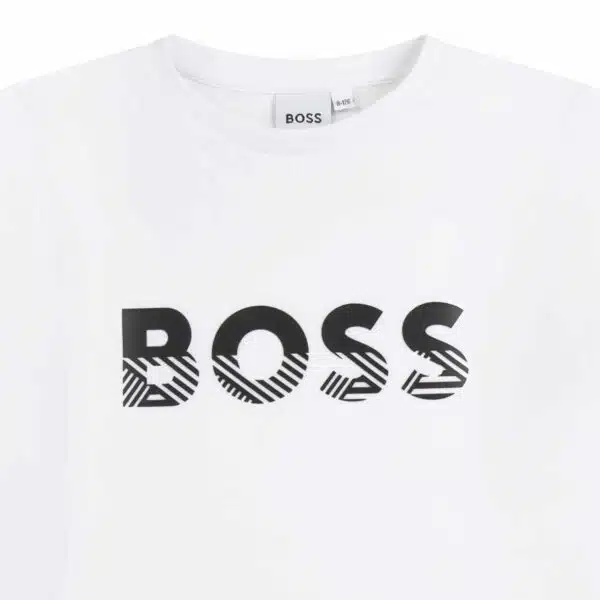 BOSS boys white tshirt with logo front view