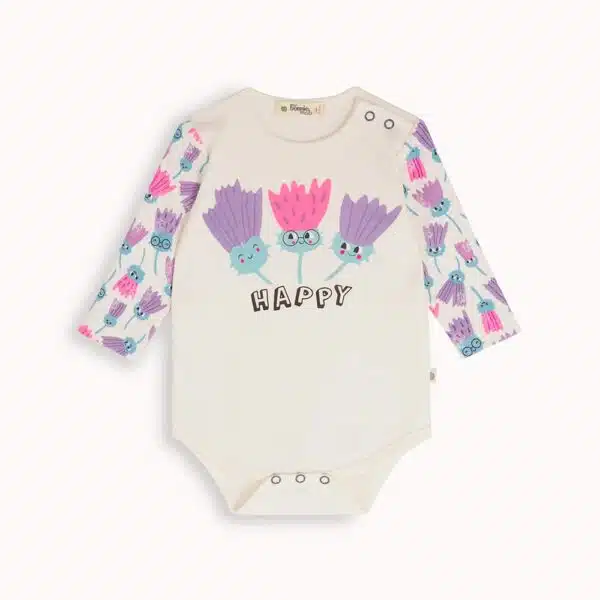 bonniemob cotton baby happy print bodysuit