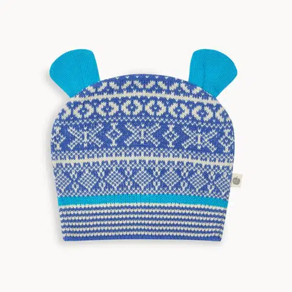 bonniemob boys knit blue baby winter hat with ears