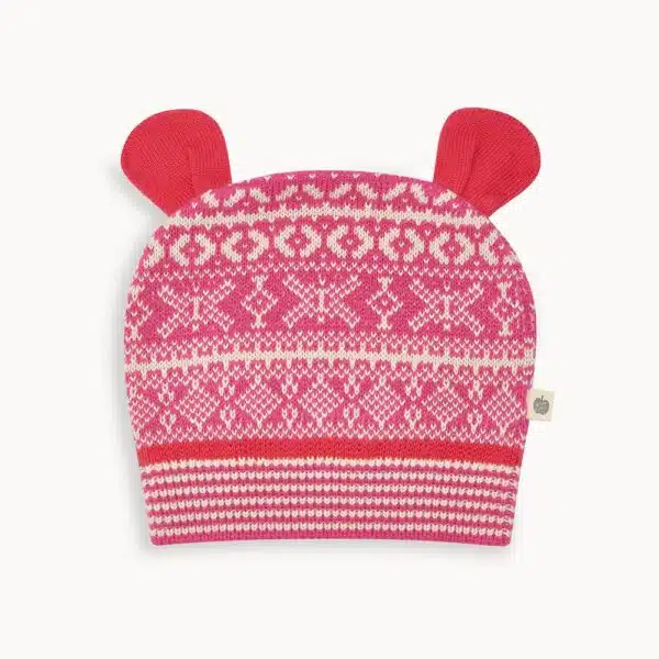 bonniemob girls knit pink baby winter hat with ears