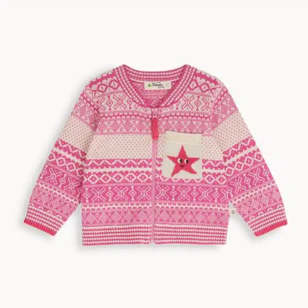 bonniemob knit pink and white zip up cardigan