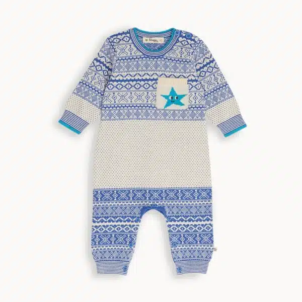 bonniemob boys blue and white knit textured playsuit romper