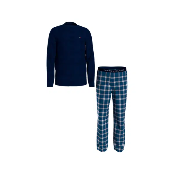 tommy hilfiger boys checked pyjamas with top front view