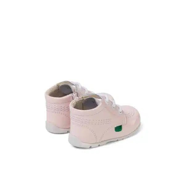 kickers pale pink girl baby hi top back view