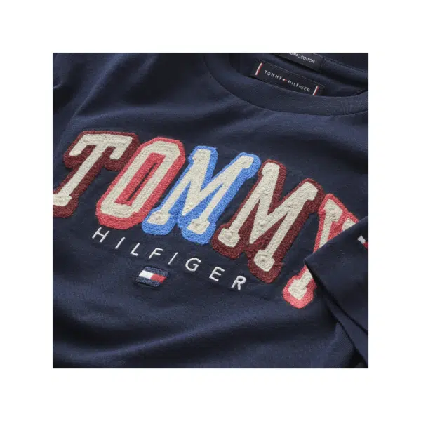 Tommy Hilfiger boys navy tshirt close up