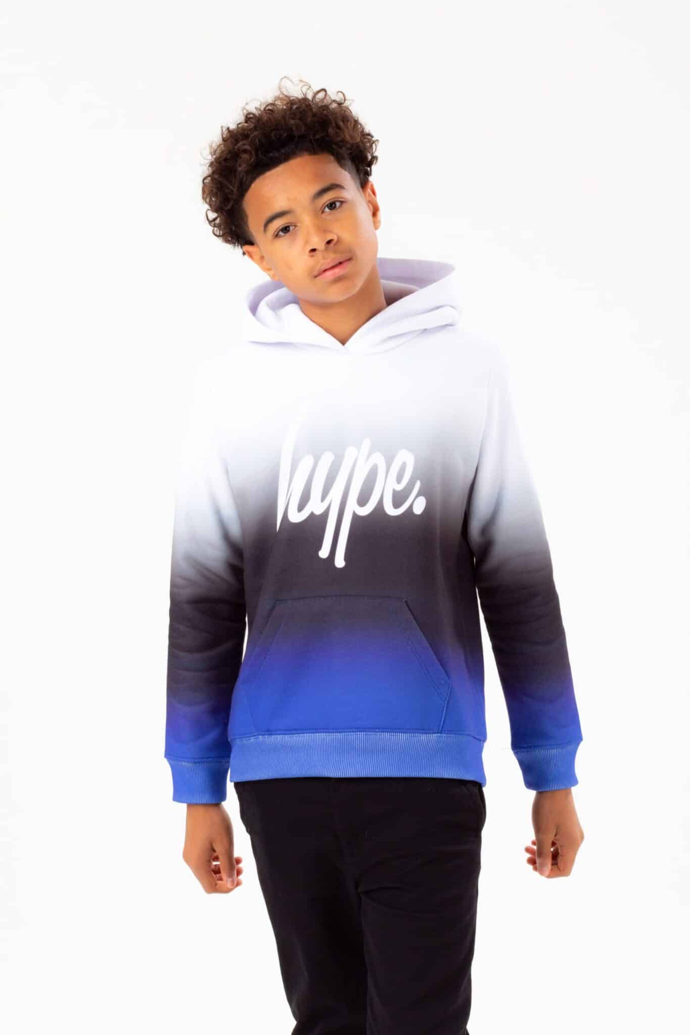 hype boys gradient blue and black hoodie