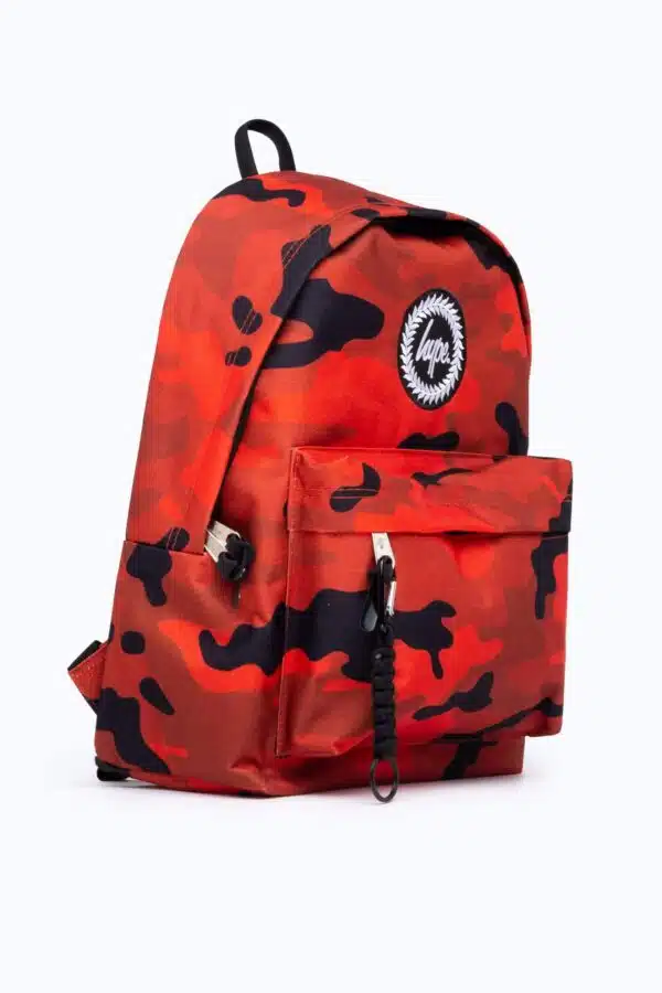 hype red camo backpack front view