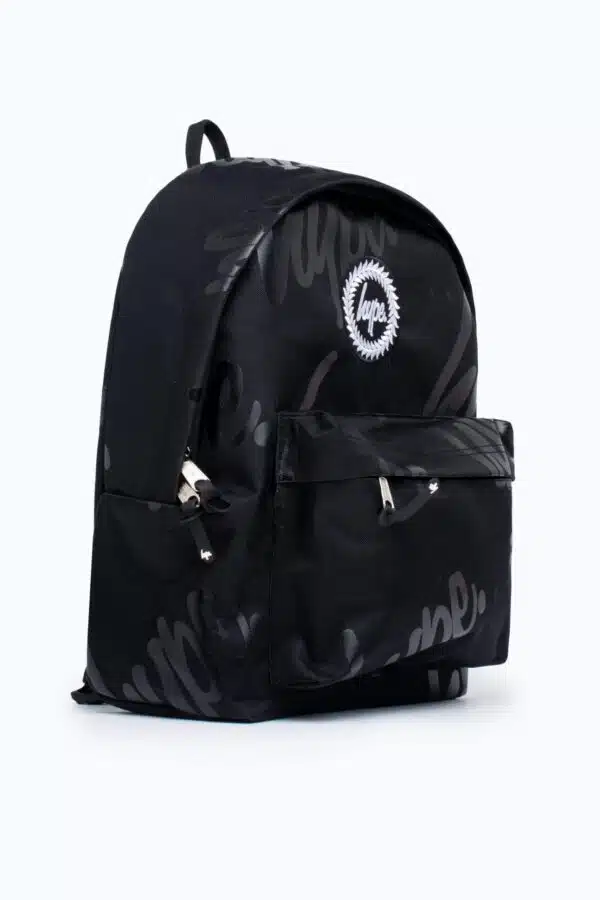 hype black backpack with multiple logos