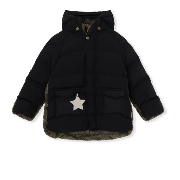 mini a ture boys black winter coat with camo fleece back