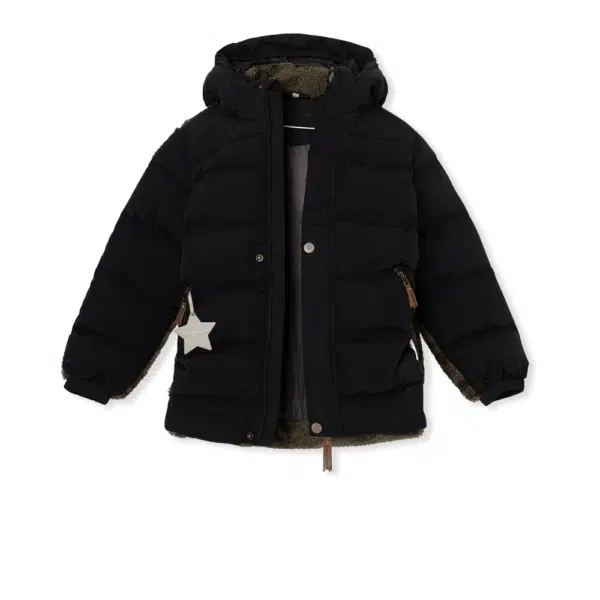 mini a ture boys black winter coat front view