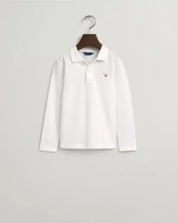 gant boys white long sleeved polo shirt