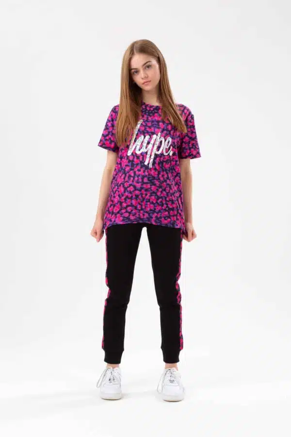 girls hype leopard print pink and purple tshirt