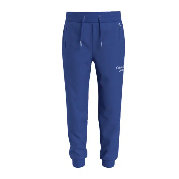 Calvin Klein Jeans boys blue tracksuit bottoms front view