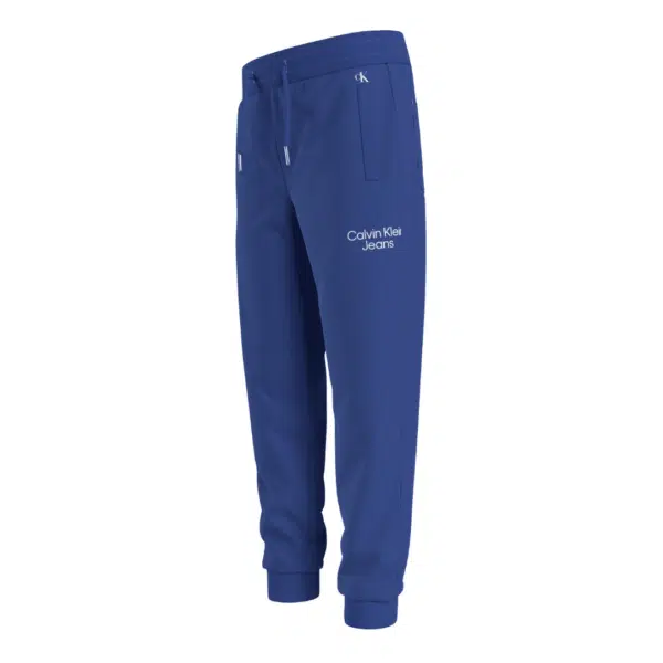 Calvin Klein Jeans boys blue tracksuit bottoms side view