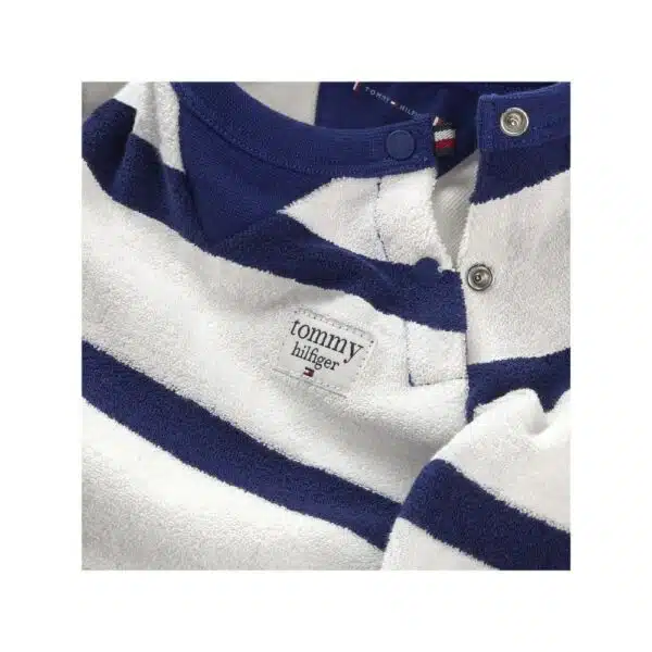 Tommy towelling babygro navy white front