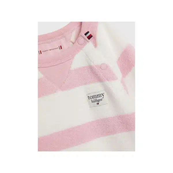 Tommy towelling babygro pink white front