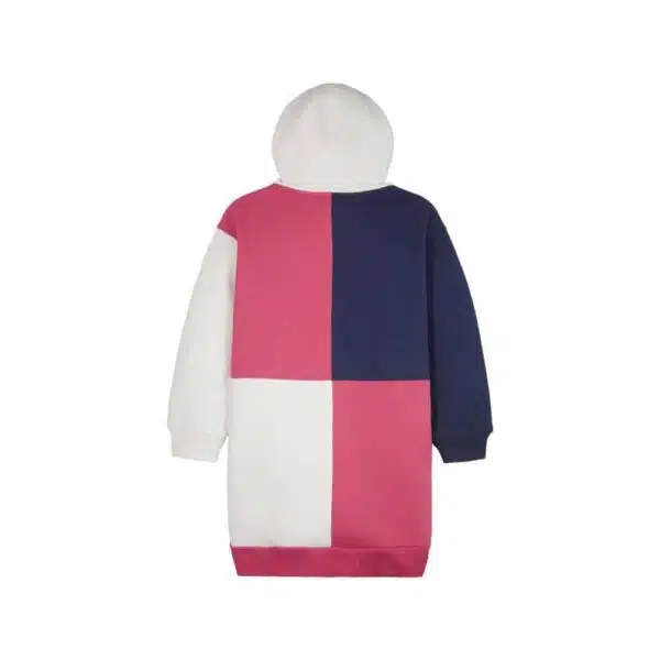 Tommy oversized 80s style colour block kids hoodie white background