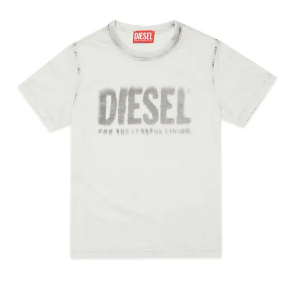 Diesel boys white tshirt with faded effect logo