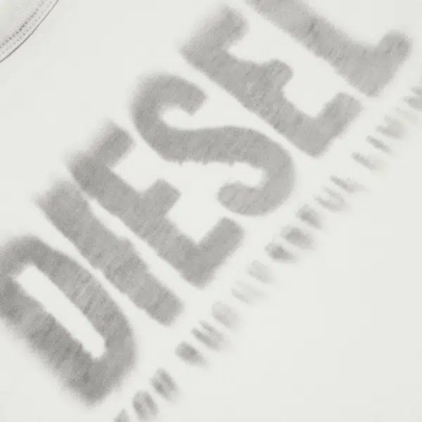 Diesel boys white tshirt with faded effect logo close up