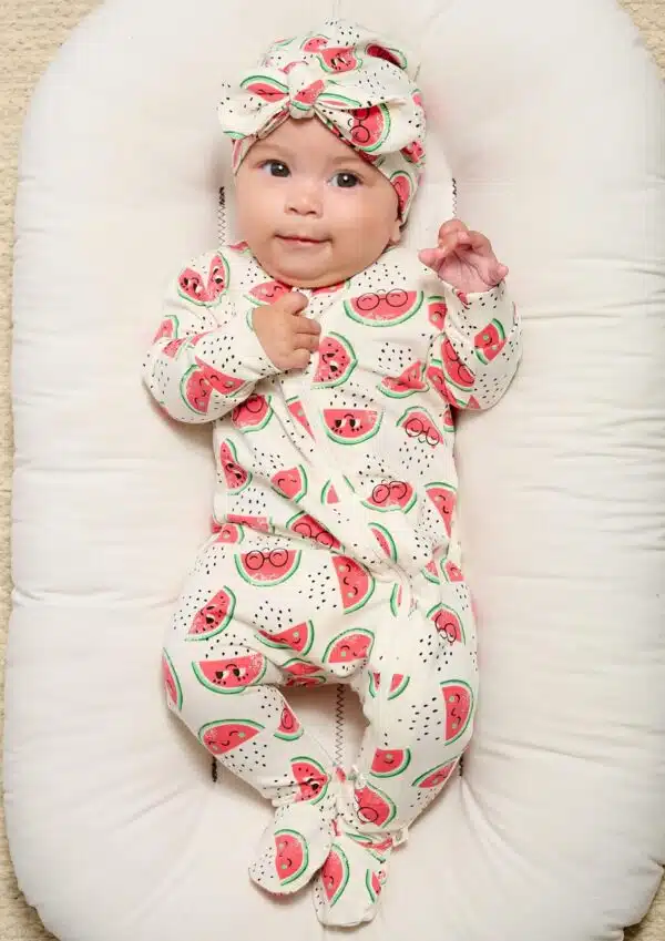 The bonnie mob watermelon baby turban front view