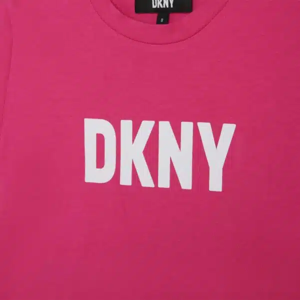 DKNY girls pink tshirt close up