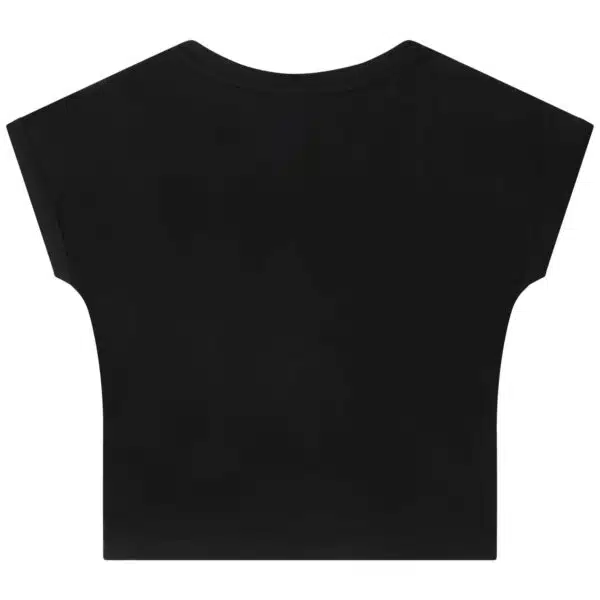 DKNY girls black tshirt with multi coloured logo