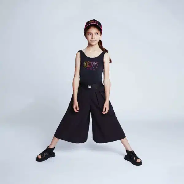 KNY black girls swimming costume on model 2