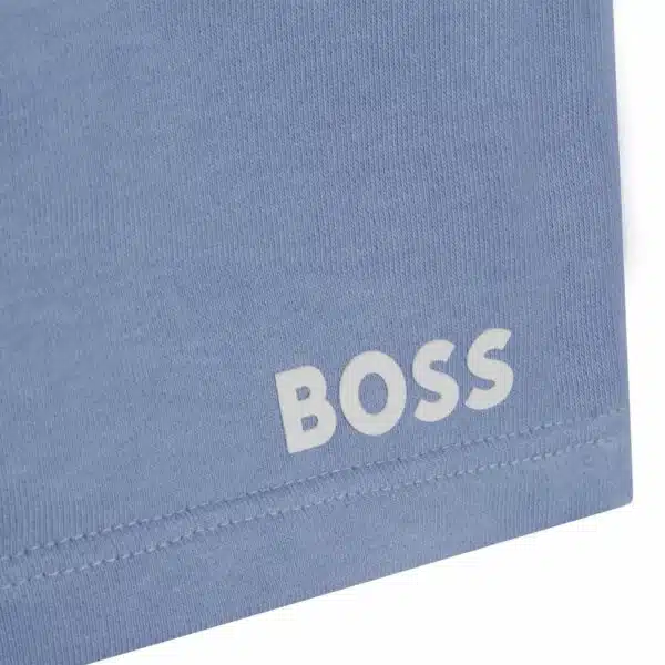 Boss boys blue shorts front view