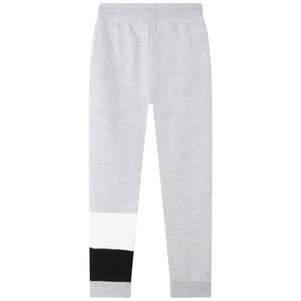 Boss boys grey tracksuit bottoms with large black logo