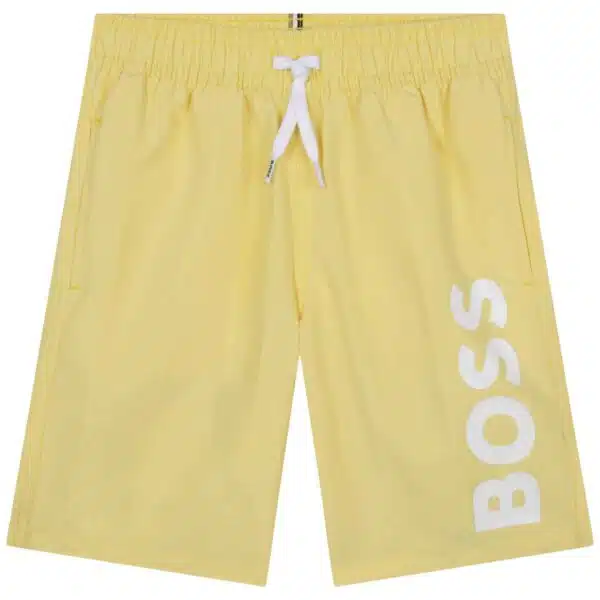 Boss boys shorts lemon front view