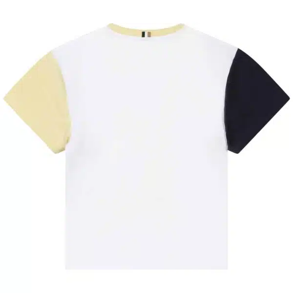 Boss boys tshirt in pale blue, lemon and black