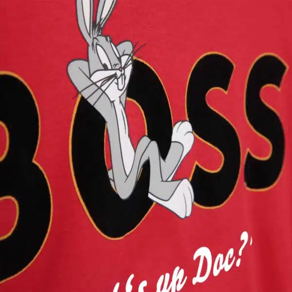 BOSS boys red bugs bunny tshirt close up