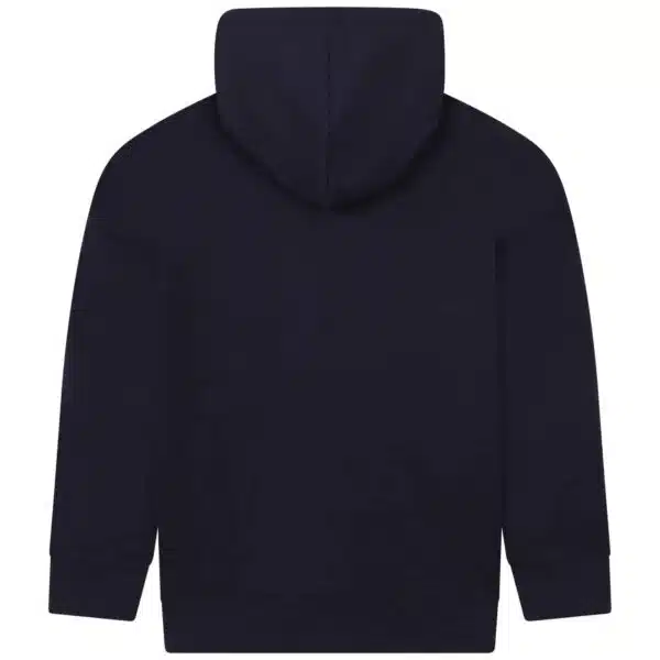 BOSS boys navy hoodie with vertical stripes