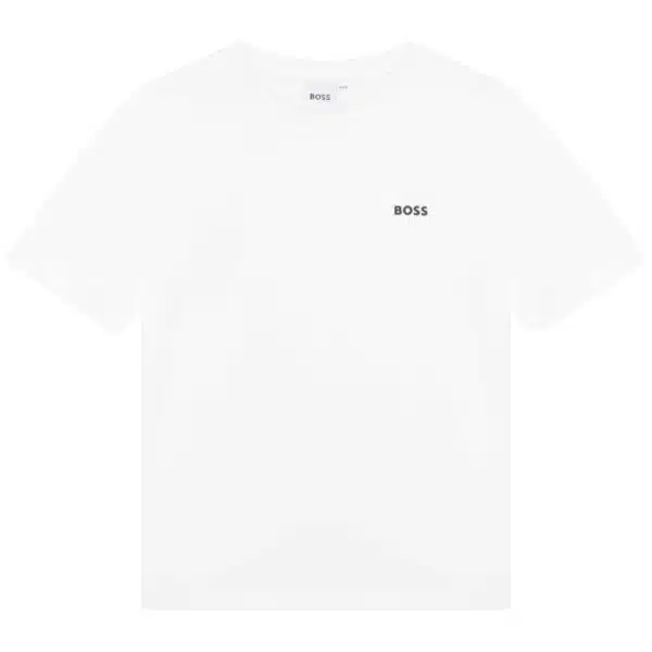 BOSS boys white tshirt with small black logo