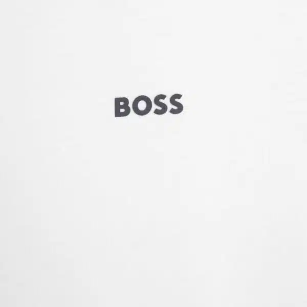 BOSS boys white tshirt with small black logo close up