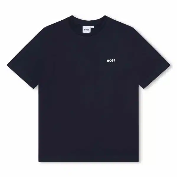 BOSS boys black tshirt with small white logo