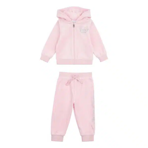 Juicy Couture pale pink velour tracksuit girls set front view