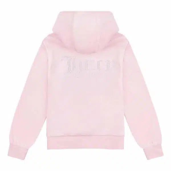 Juicy Couture girls pale pink velour tracksuit hooded top back view