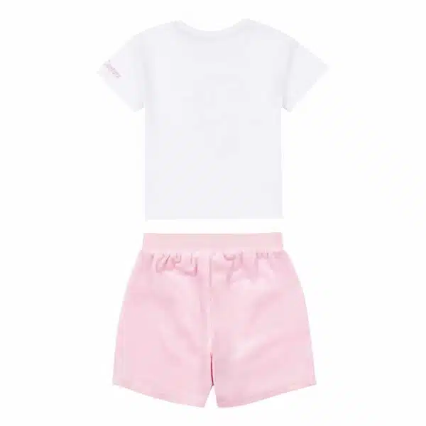 Juicy couture pink shorts and white tee back view