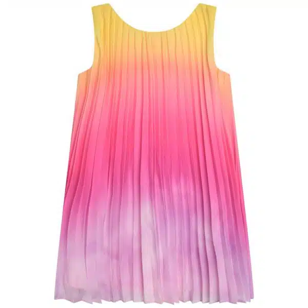 Billieblush multi coloured girls pleat dress back view