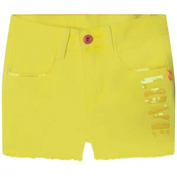 Billieblush girls yellow shorts with sequin love detail