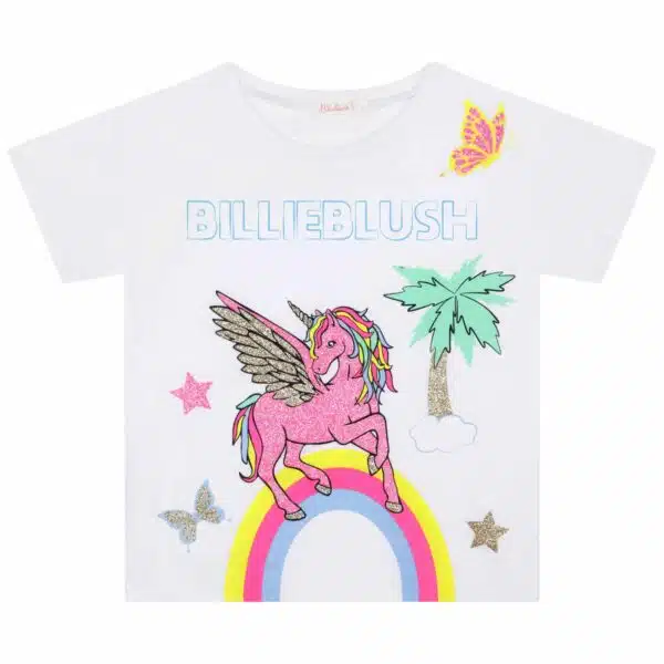 Billieblush girls unicorn tshirt with glitter detail