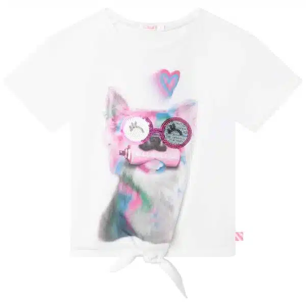 Billieblush girls dog tshirt with sequin detail